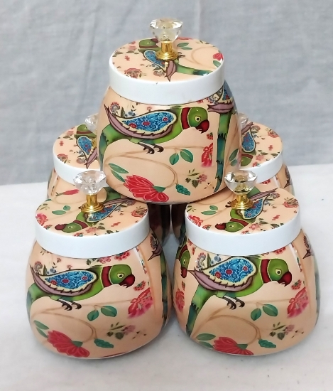 Picture of Parrot designed Metal Jar(set of 4Pcs)