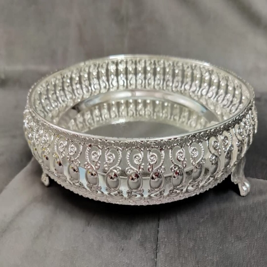 Picture of German Silver Tray, Best Gift for Diwali,  (10inch), Round